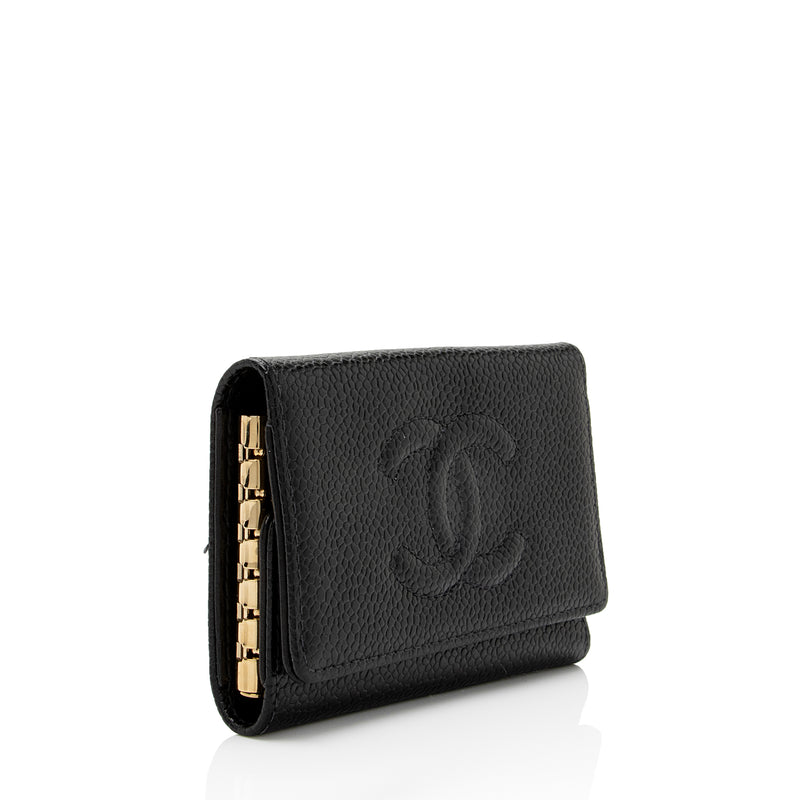 CHANEL Caviar Quilted Classic 4 Key Holder Wallet Black 1261869
