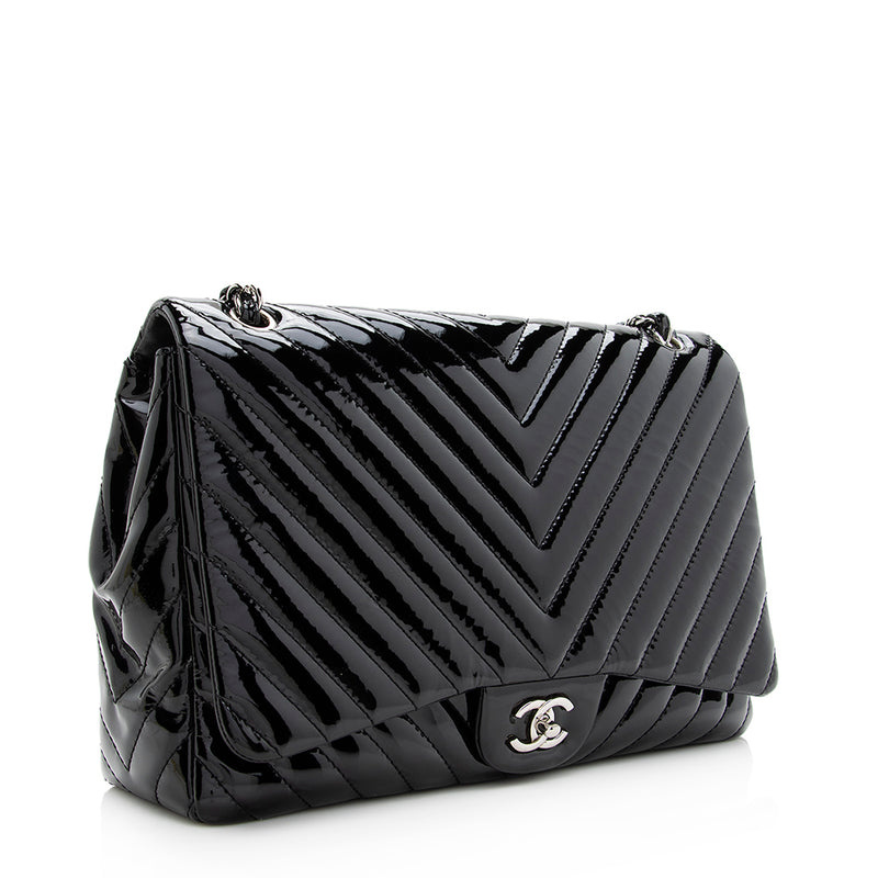 Chanel Black Lambskin Chevron Double Classic Flap Bag GHW  AGL1823   LuxuryPromise