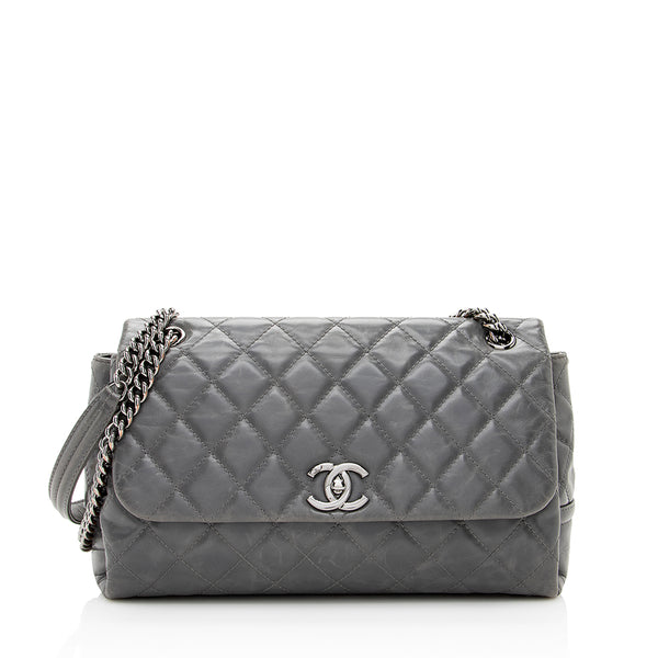 Chanel Glazed Calfskin Accordion Flap Bag (SHF-19847)