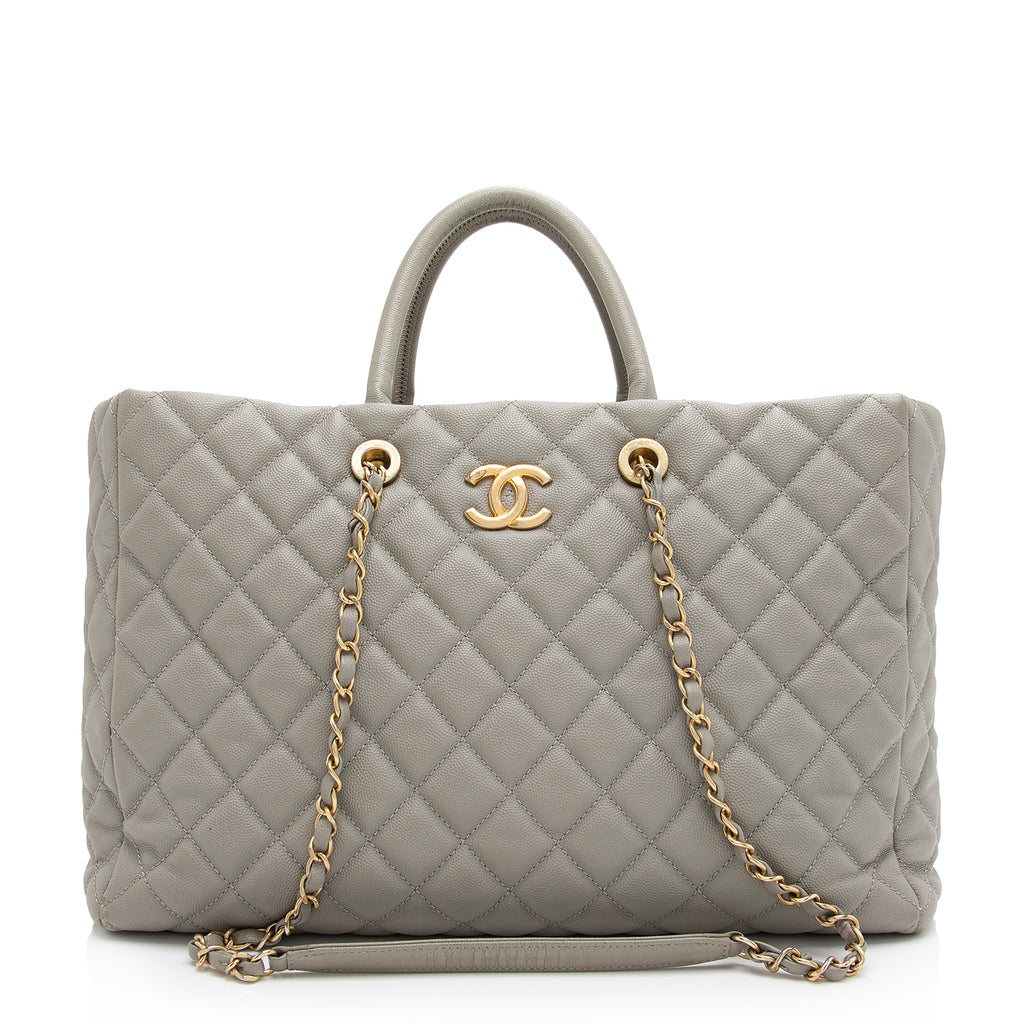 Chanel Caviar Leather Front Pocket Large Shopping Tote (SHF-22100) – LuxeDH