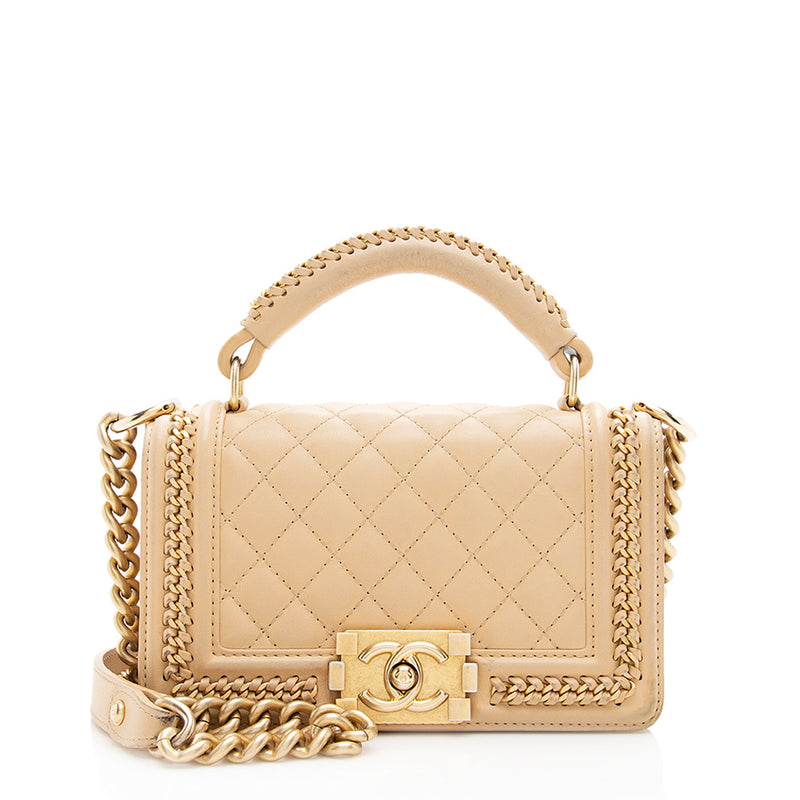BNIB RARE Chanel Boy Handbag with Handle GHW Luxury Bags  Wallets on  Carousell