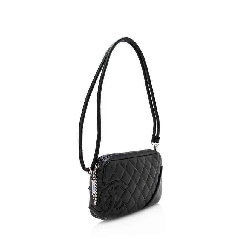 Chanel Ligne Cambon Small Quilted Pochette in White and Black