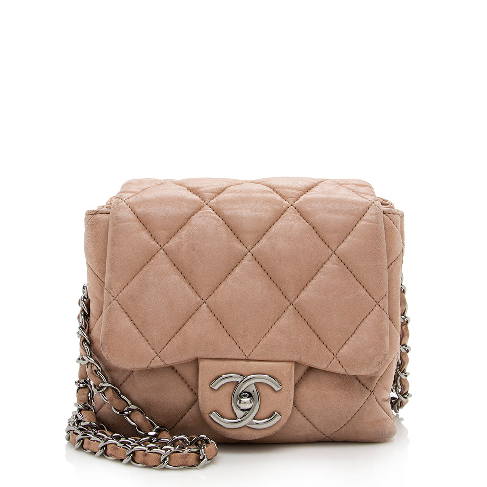 Chanel Brown Quilted Patent Leather New Mini Classic Flap Bag Chanel