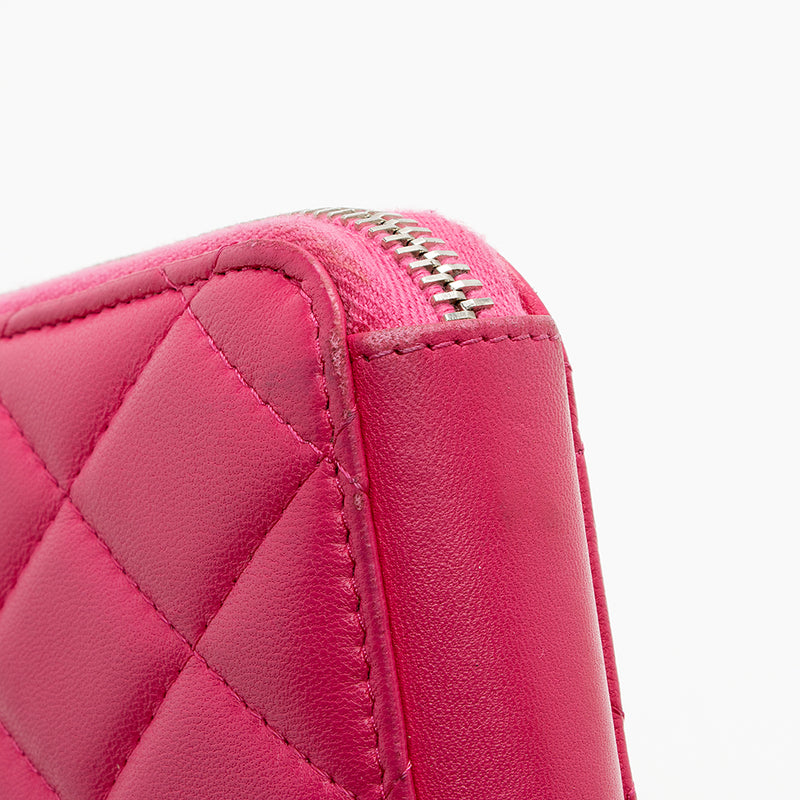 CHANEL Zip Around Lambskin Leather Large Organizer Wallet Pink-US