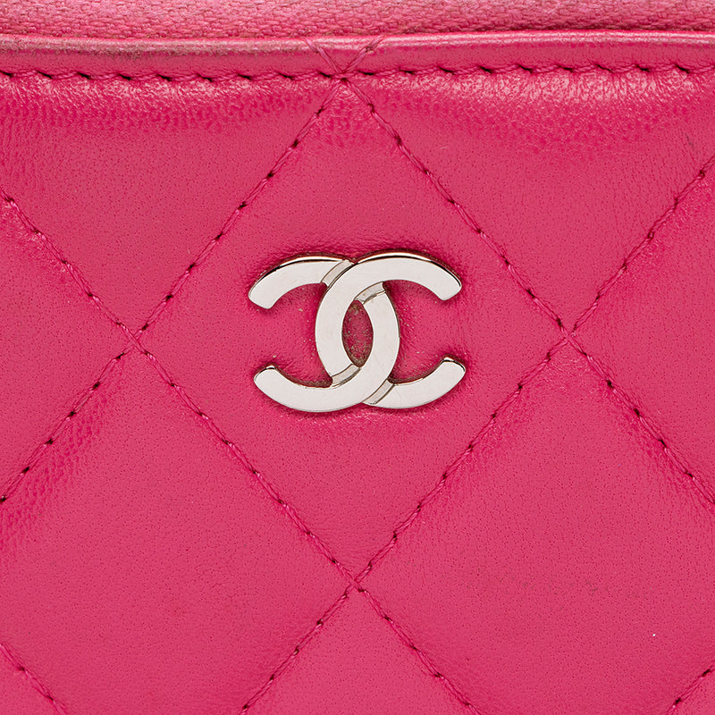Chanel Zip Card Holder / Small Wallet in Red Caviar SHW