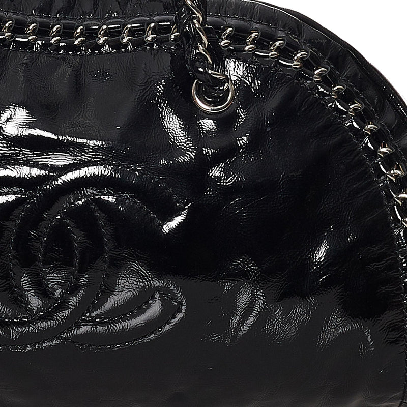 Chanel Black Patent Leather Luxe Ligne Tote Bag