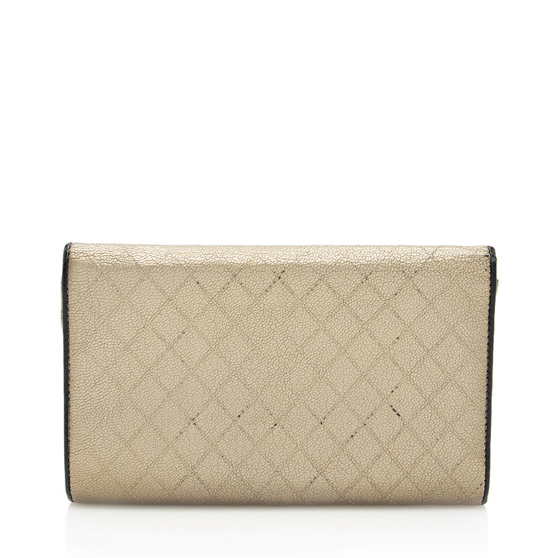 Chanel Metallic Calfskin Flap Wallet (SHF-19801)