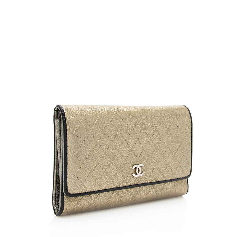 Chanel Metallic Calfskin Flap Wallet (SHF-19801)