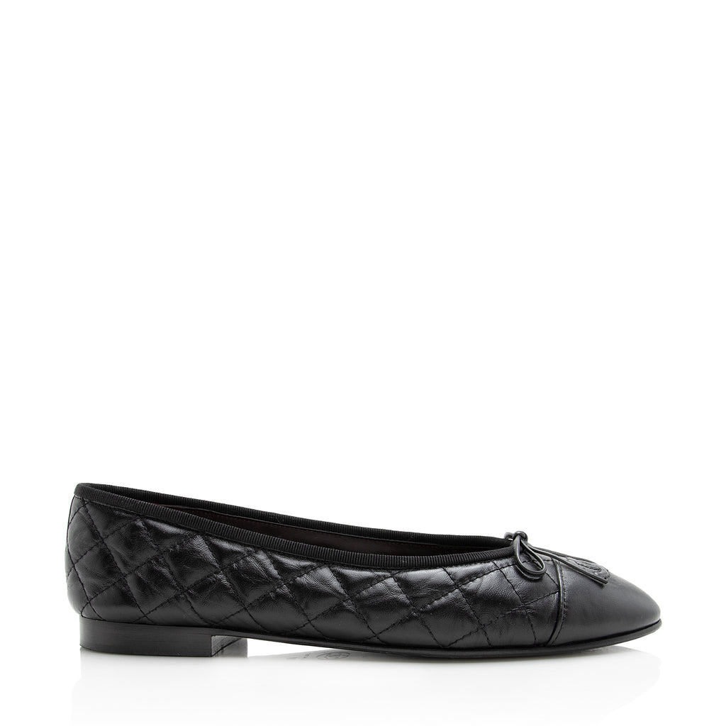 CHANEL, Shoes, Chanel Ballerinas Quilt Aged Calfskin