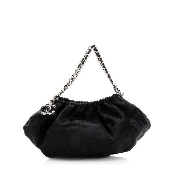 Chanel Quilted Satin CC Charm Mini Hobo (SHF-19277)