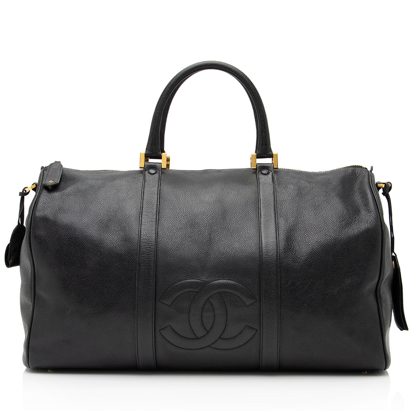 Chanel Black Quilted Caviar Leather CC Timeless Pochette Bag Chanel