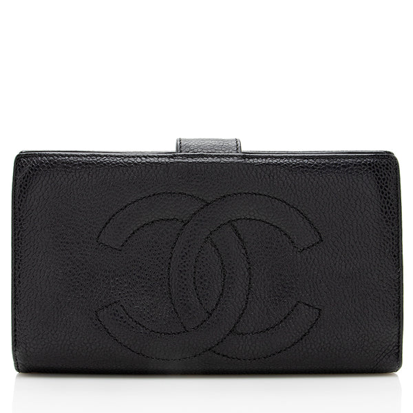 Chanel Vintage Caviar Leather Timeless French Purse Wallet (SHF-18000)