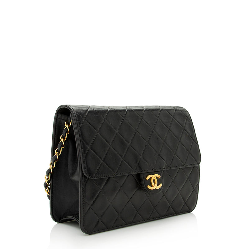 Vintage CHANEL Classic Black Quilted Lambskin Small Single Flap Bag