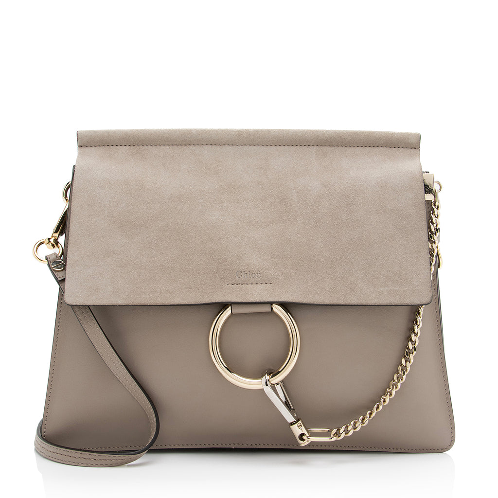 Chloé Faye small leather and suede shoulder bag in Tan