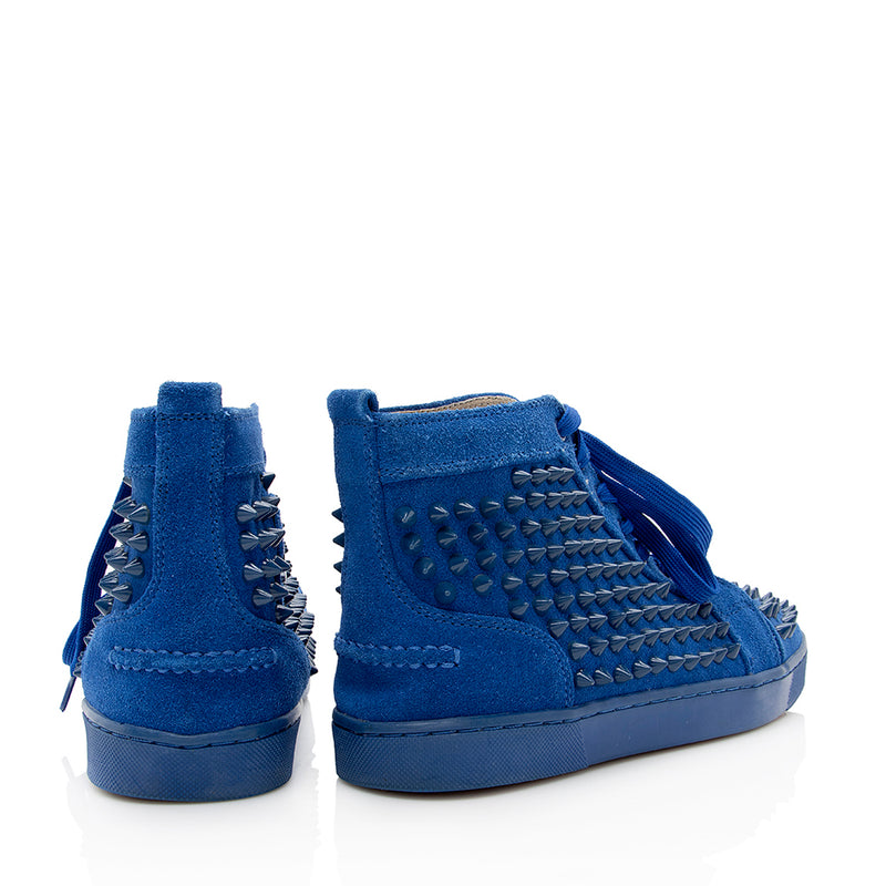Christian Louboutin Blue Leather Louis Spikes High Top Sneakers