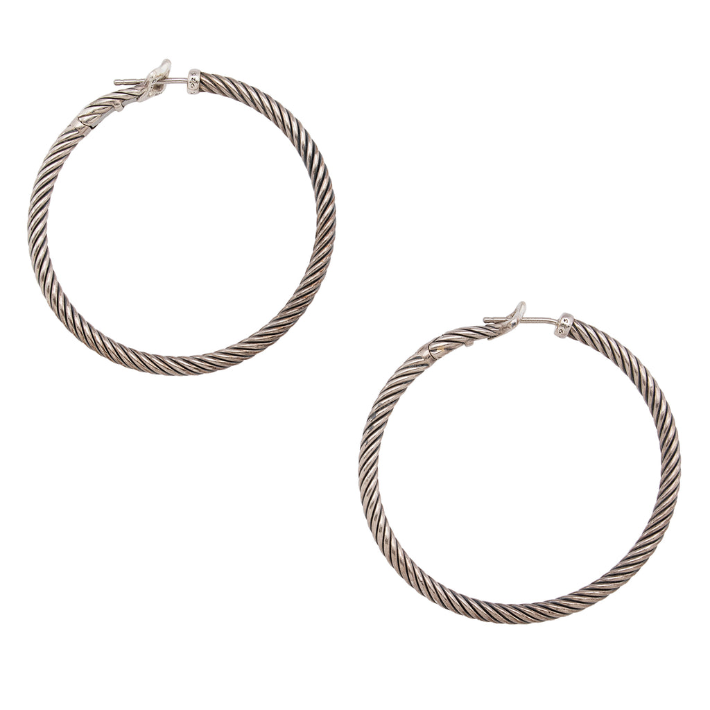 ExtraLarge Silver Hoop Earrings by Point Reyes Jeweler  Gravel  Gold