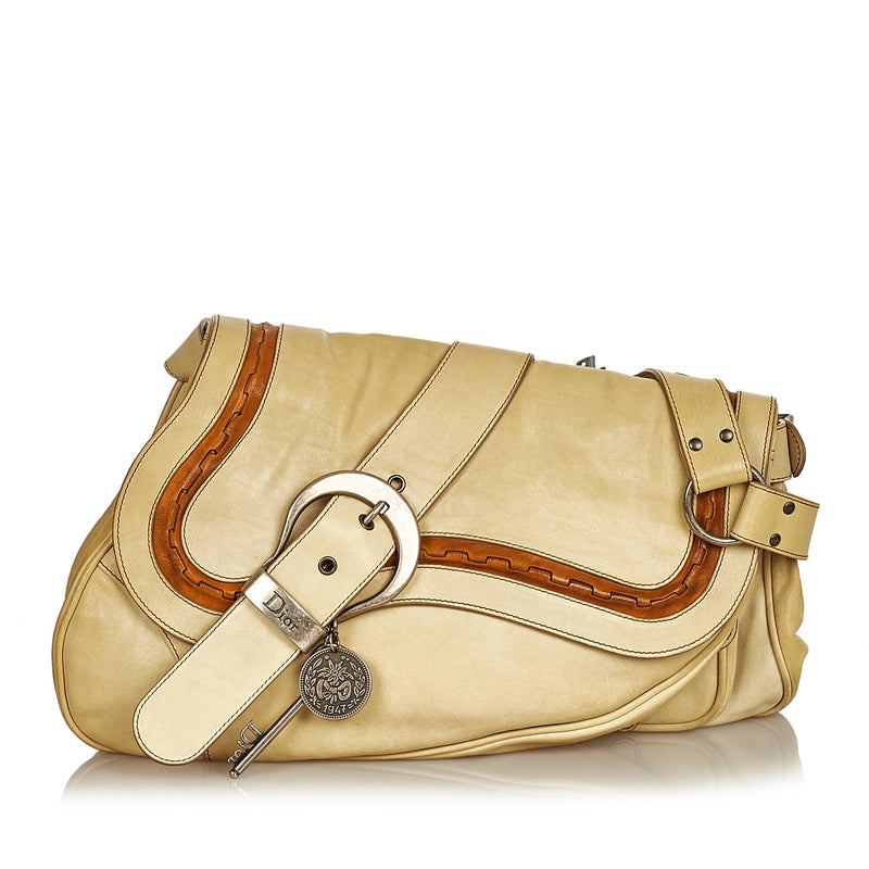Authentic Vintage Christian Dior Brown Oblique Canvas Saddle Boston Hand Bag