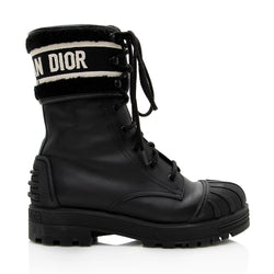 Christian Dior White Leather Combat Boots
