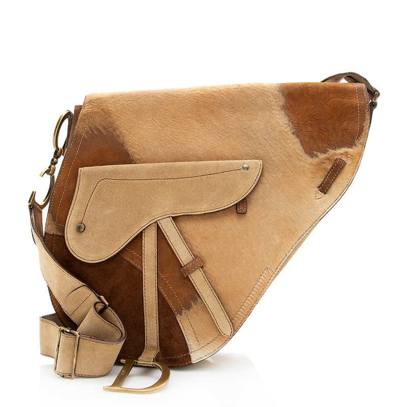 Dior Brown Leather Saddle Pochette Belt Bag Flesh Pony-style