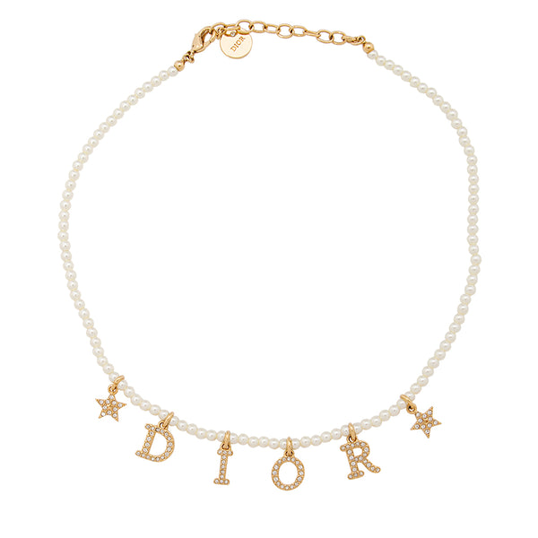 Dior Pearl Crystal Star Charm Necklace (SHF-21830)