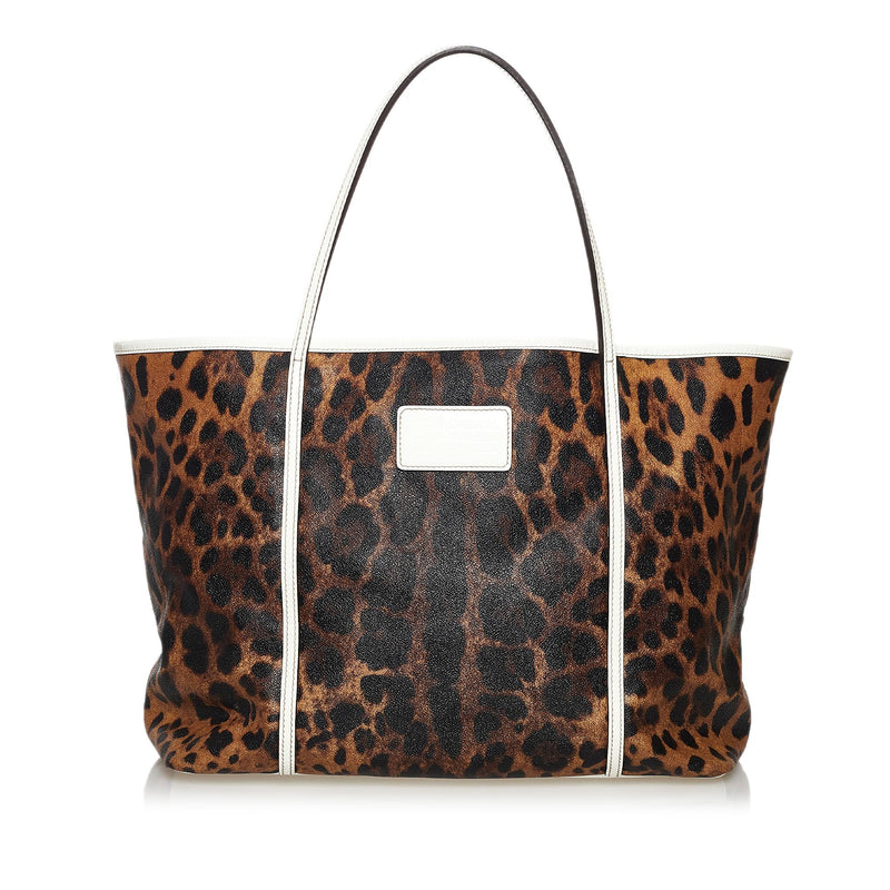 Dolce & Gabbana leopard-print Leather Tote Bag - Brown -Female