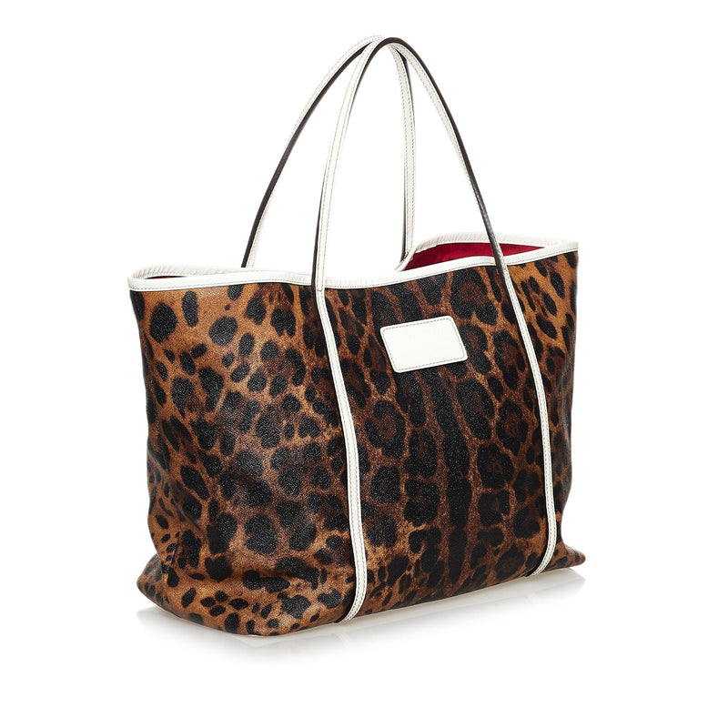 Dolce & Gabbana Leopard Print Shopping Bag - Brown