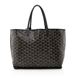 goyard anjou mini tote bag black canvas & brown leather, with dust cover