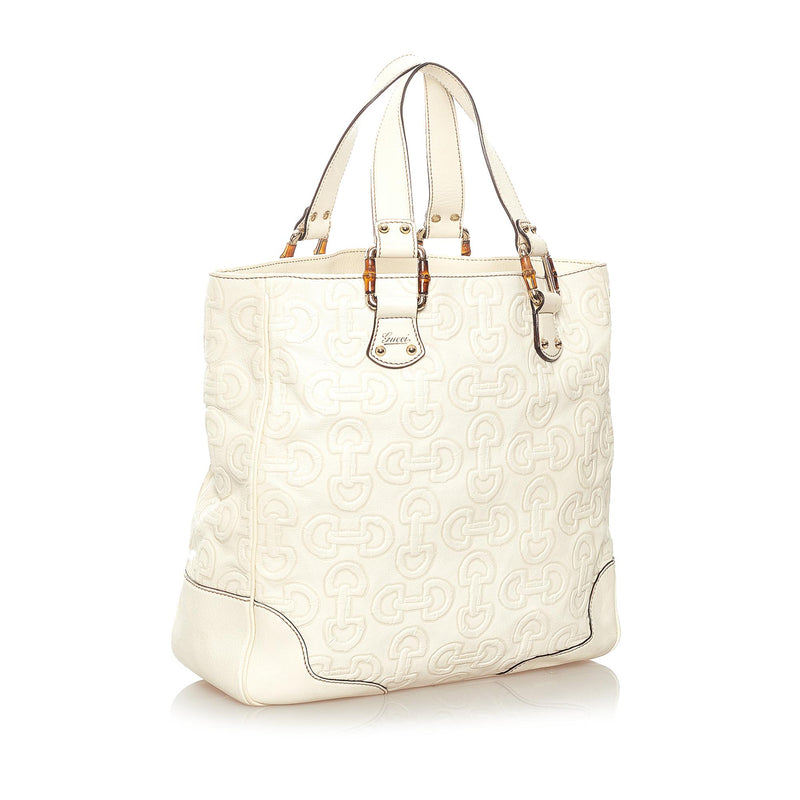 Gucci Bamboo Horsebit Leather Tote Bag (SHG-27252)