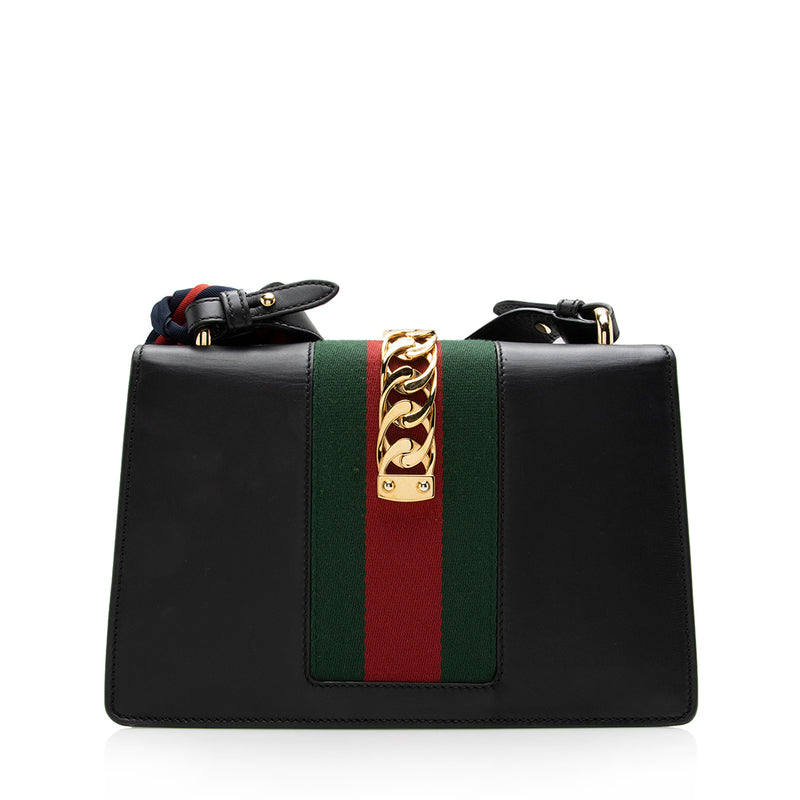 Gucci Black Leather Mini Web Chain Sylvie Crossbody Bag Gucci
