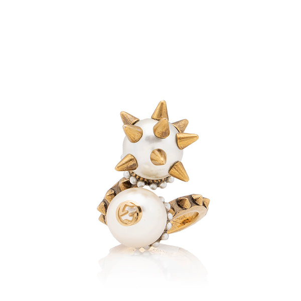 Gucci Faux Pearl Spike Ball Ring - Size 5 1/2 (SHF-21832)