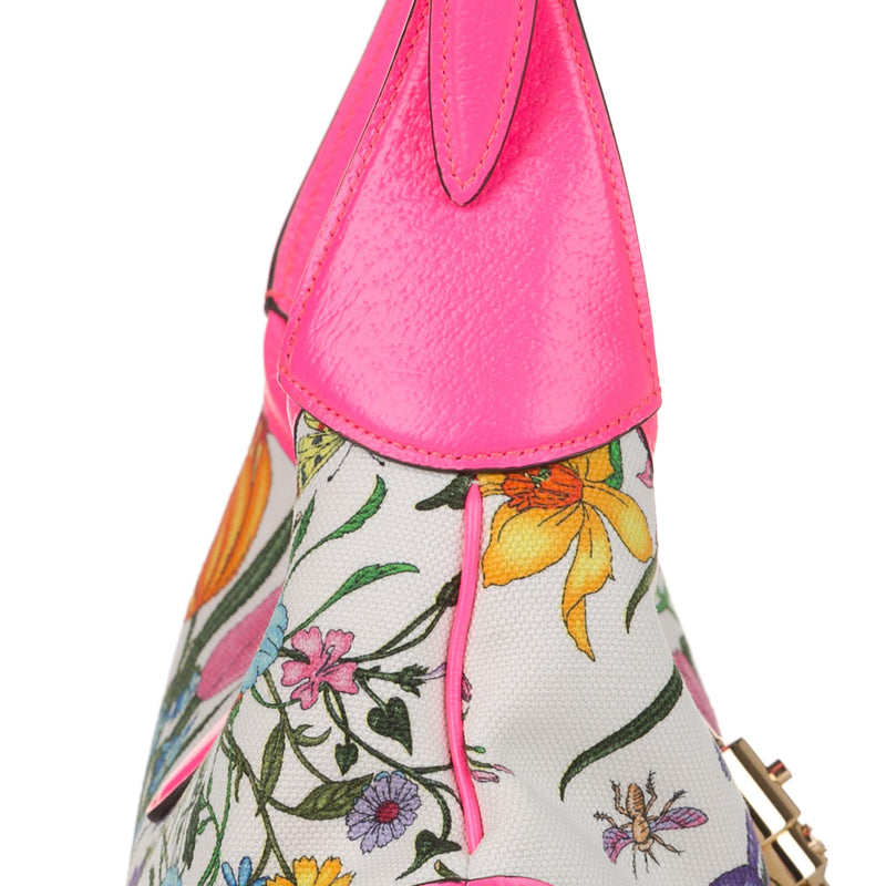 Gucci Jackie Medium Flora Hobo Bag In Pink