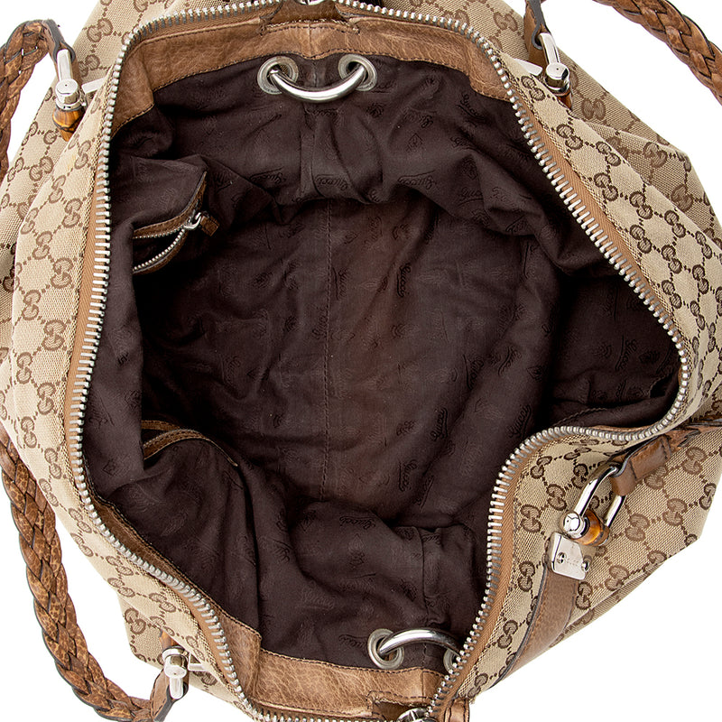 Gucci Bamboo GG Canvas Handbag (SHG-27277) – LuxeDH