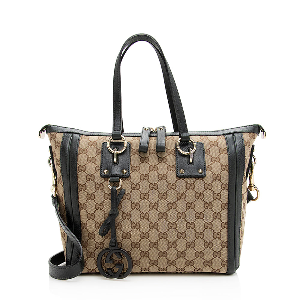 Gucci GG Canvas Medium Charm Tote - FINAL SALE (SHF-19339) – LuxeDH