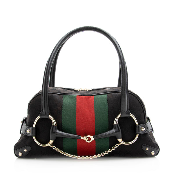Gucci GG Canvas Web Horsebit Boston Bag (SHF-20566)