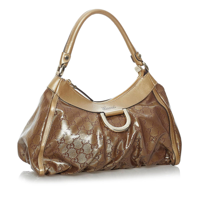 Brown Gucci GG Crystal Abbey D-Ring Shoulder Bag