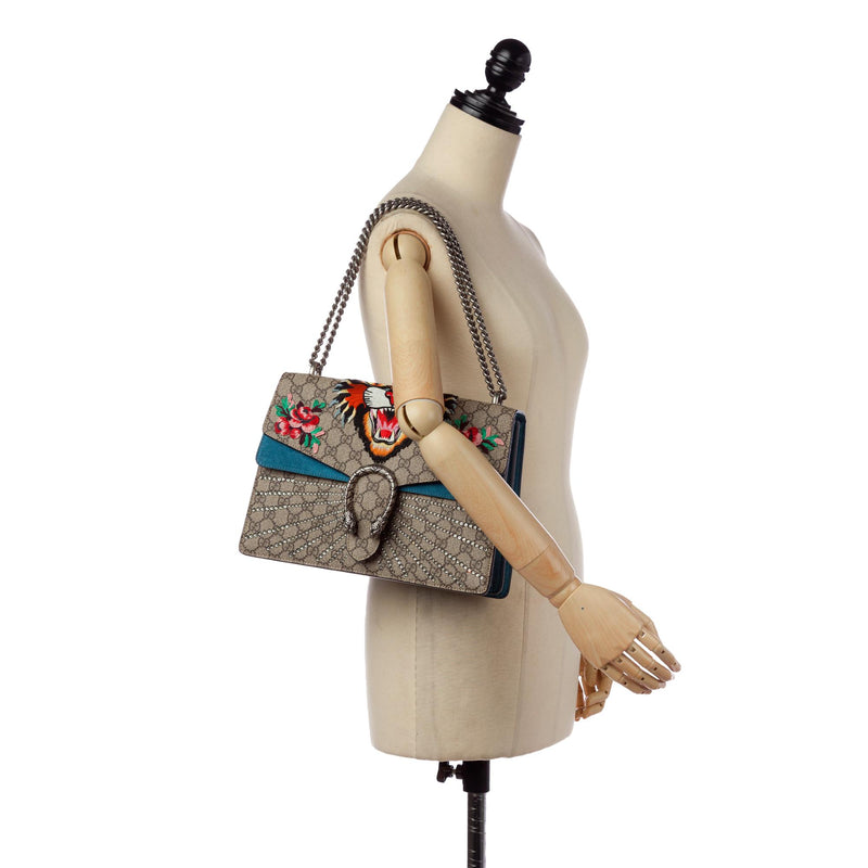 Gucci GG Supreme Monogram Angry Cat Embroidered Dionysus Medium Shoulder Bag