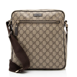 Gucci Gg Supreme Flat Messenger Bag in Brown for Men