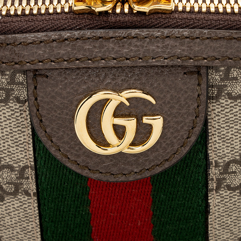 Gucci GG Supreme Monogram Web Small Ophidia Dome Shoulder Bag Brown