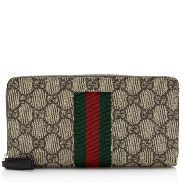 Gucci GG Supreme Web Zip Around Wallet (SHF-21820)