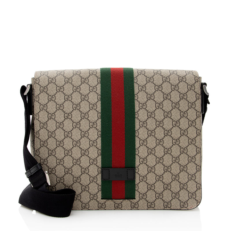 Gucci Beige/Brown GG Supreme Canvas and Leather Web Messenger Bag