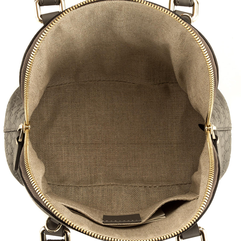 GUCCI Gray Microguccissima Leather Small Dome Crossbody Bag - The