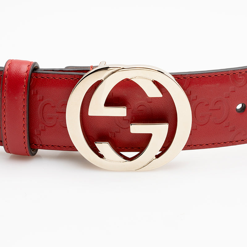 Gucci Interlocking G Belt Monogram Guccissima Red in Leather with