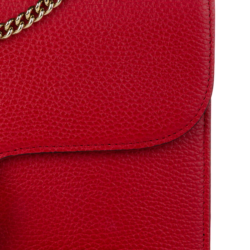 Interlocking leather crossbody bag Gucci Blue in Leather - 26819162