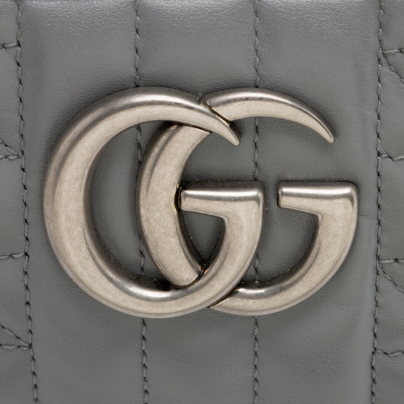 Gucci Calfskin Matelasse Aria Small GG Marmont Chain Shoulder Bag Deep Grey