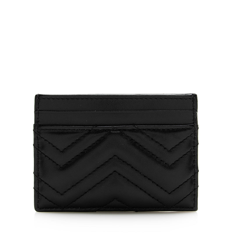 Black Leather GG Marmont Card Case Wallet