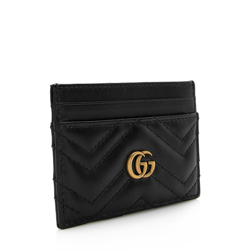 Black Leather GG Marmont Card Case Wallet