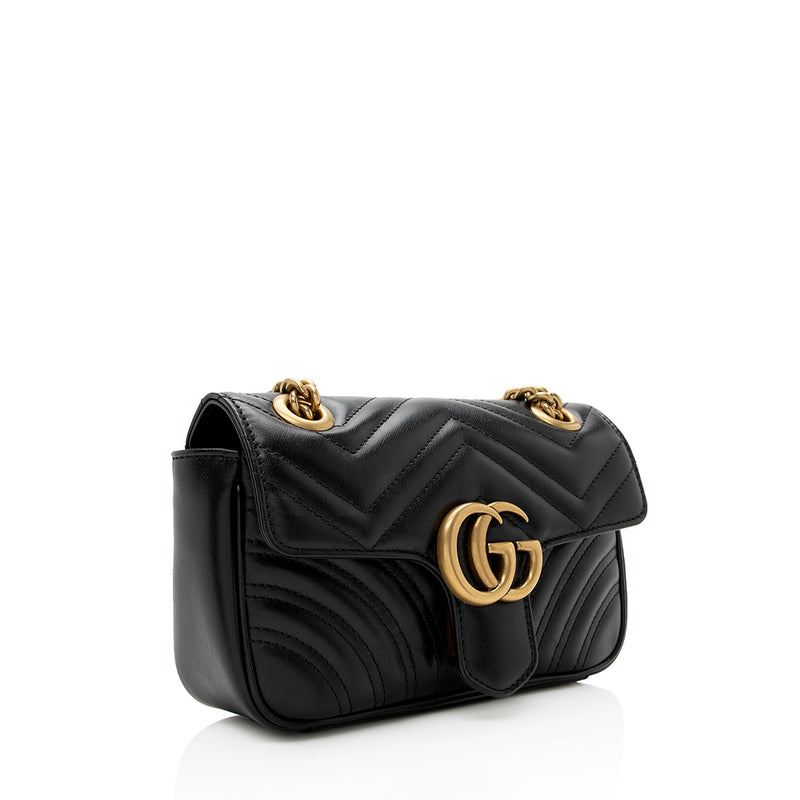 Gucci GG Marmont Matelasse Black Leather Mini Shoulder Bag 446744