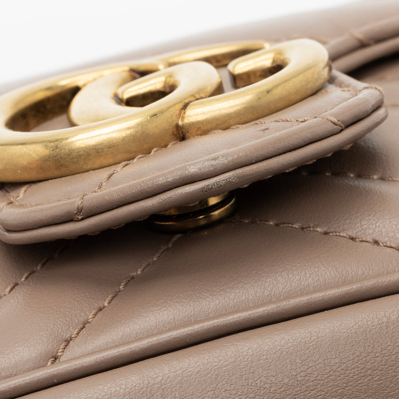 Gucci Matelasse Leather GG Marmont Mini Chain Shoulder Bag (SHF