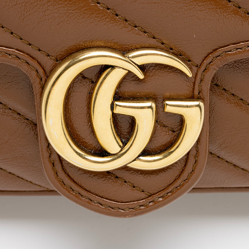 Gucci Cream Matelassé Leather Super Mini GG Marmont Crossbody Bag Gucci
