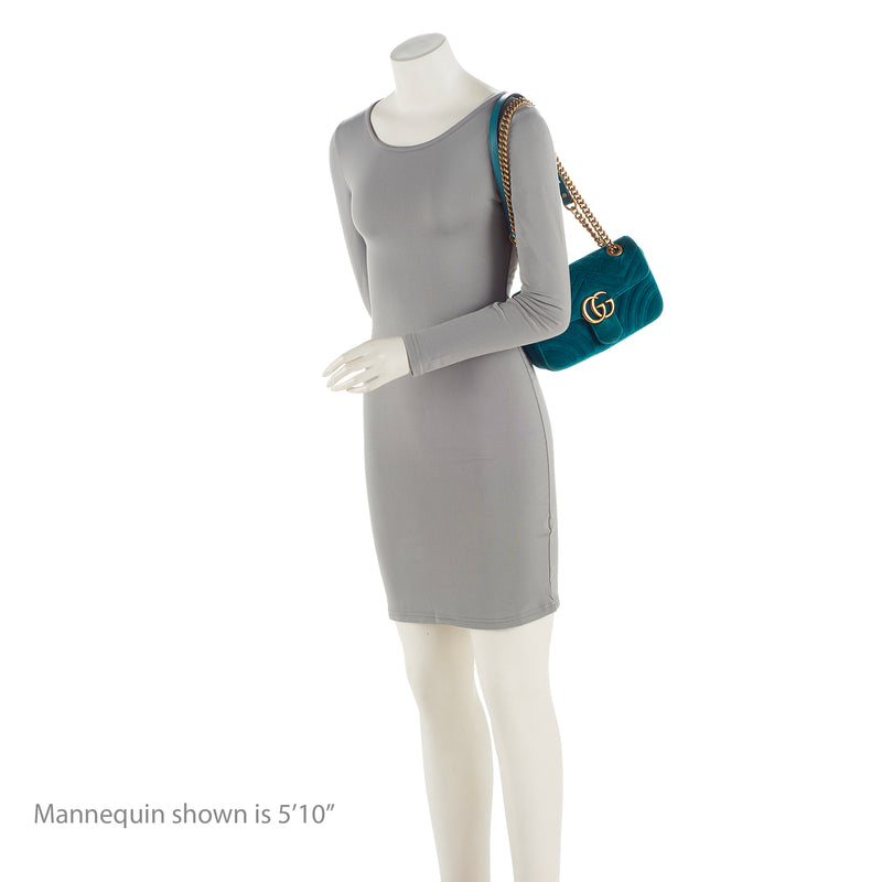 Gucci Matelasse Velvet GG Marmont Mini Shoulder Bag (SHF-22901) – LuxeDH